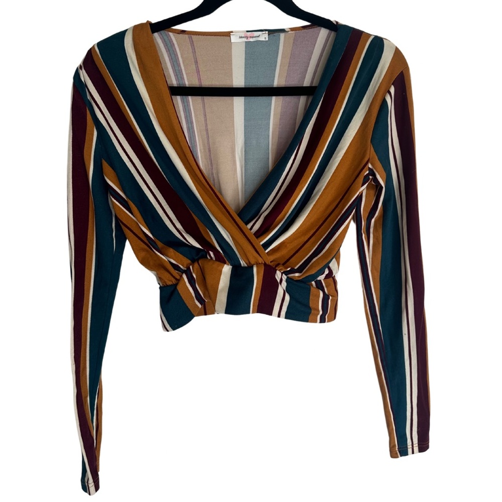 Identity Apparel Multicolor Striped Twist Front Cropped Blouse – Size Small